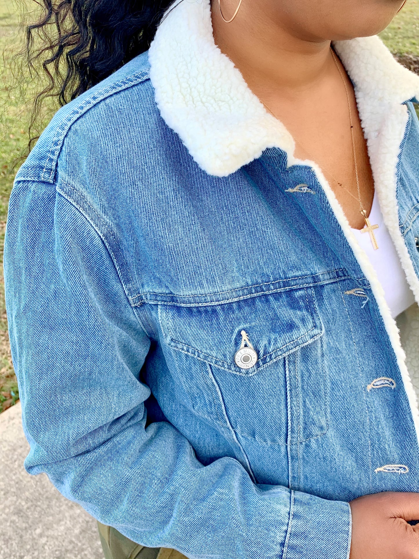 Whoo Crop Top Denim Coat
