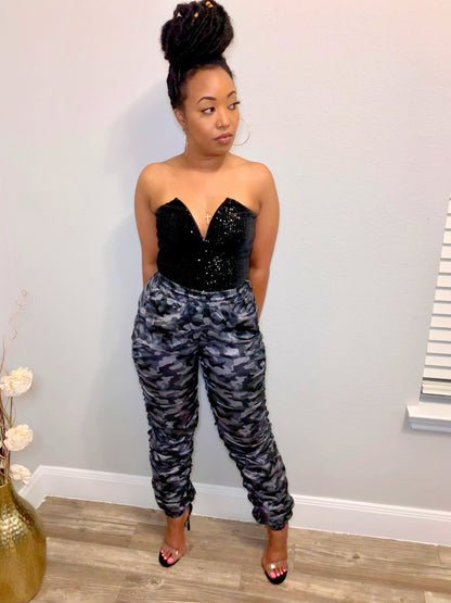 Ready for War High Waist Pants (Grey & Black)