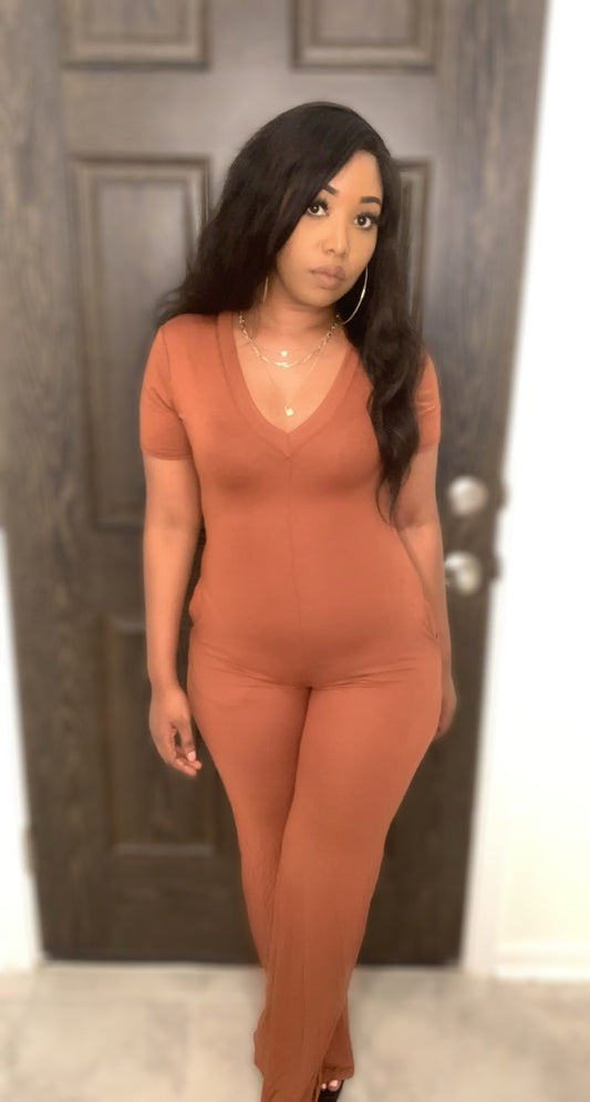 Mixed Feelings Jumpsuit (Rust)