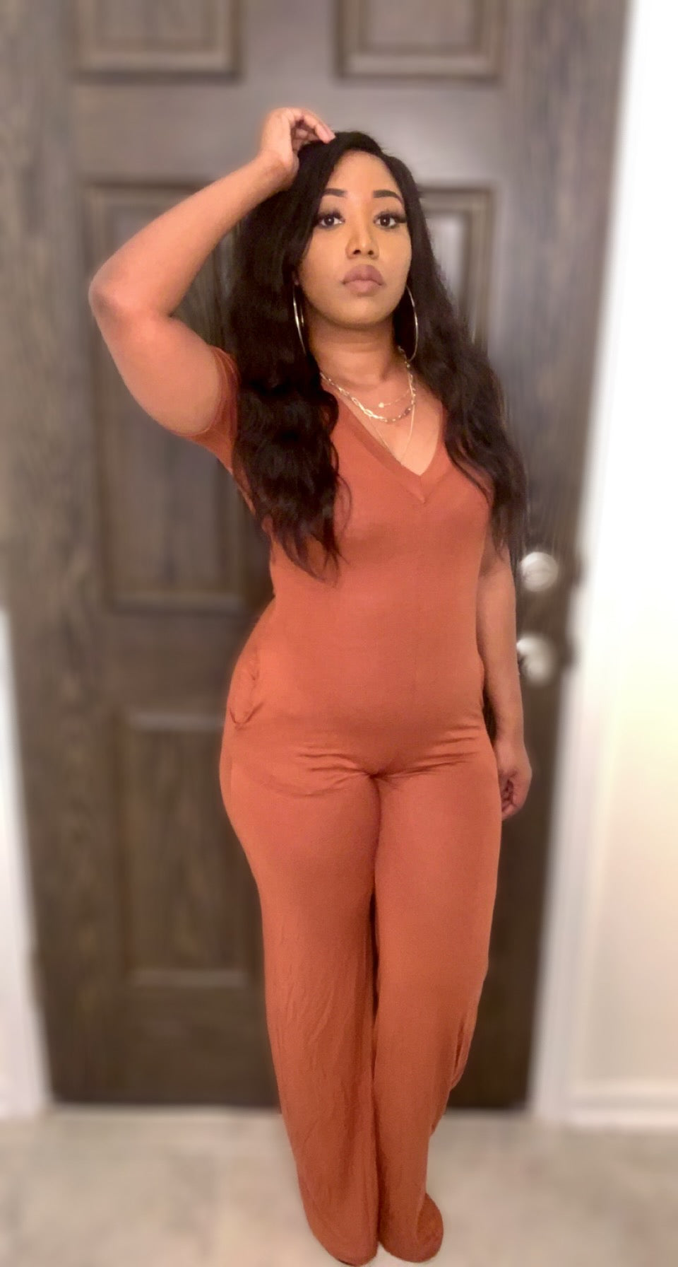 Mixed Feelings Jumpsuit (Rust)